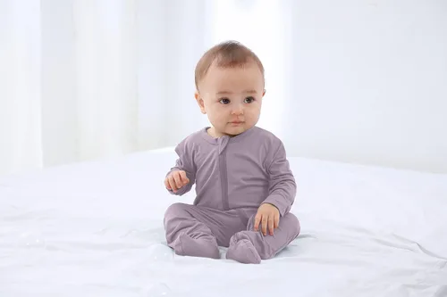 Vista 6 de GUISBY Pijama de rayón con pies para bebé con puños de manopla, mameluco suave de manga larga de 0 a 18 meses