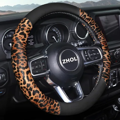 Vista 10 de Fundas para volante de automóvil con estampado de vaca, piel de microfibra transpirable para mujeres y hombres, protector universal de volante