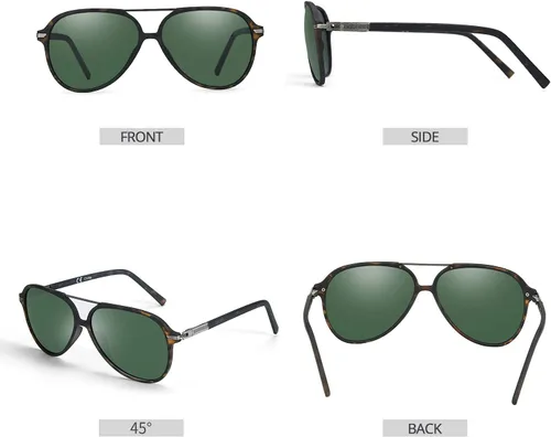 Vista 2 de ZENOTTIC Gafas de sol polarizadas de aviador para hombres y mujeres, protección UV400, TR90, marco ultraligero con forma de piloto
