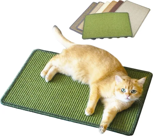 Vista 12 de Alfombrilla de rascar para gatos, 23.6 x 15.7 pulgadas, rascadores de sisal natural para gatos de interior con cintas de velcro, tapete para rascar