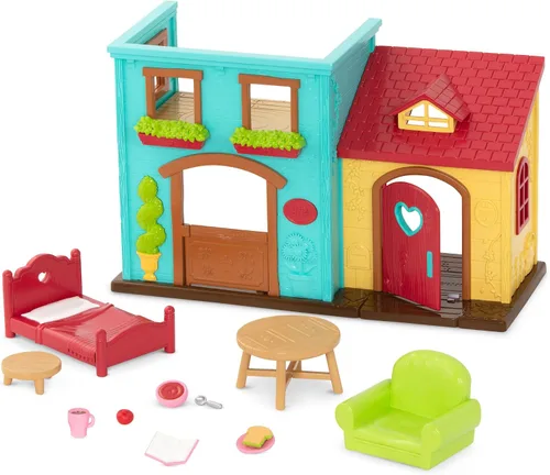 Vista 13 de Li'l Woodzeez Pass – the – Pasta Restaurant Playset – Juego de casa de muñecas de 41 piezas con mesa, bancos, comida y accesorios para juegos de rol