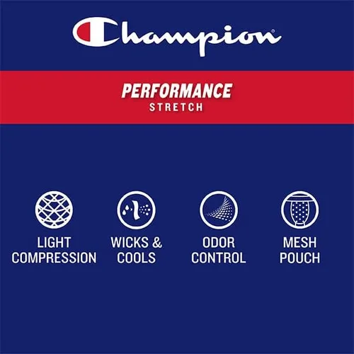 Vista 6 de Champion Men's Cotton Moisture-Wicking Performance Stretch Boxer Briefs, 3-Pack