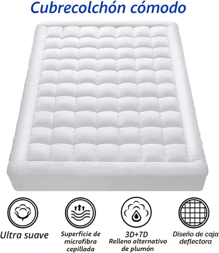 Vista 5 de Funda acolchada para colchón de tamaño individual con bolsillo profundo ajustable de 8 a 21 pulgadas, ultrasuave y cómoda, transpirable