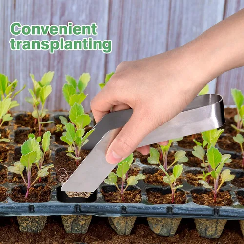 Vista 4 de 2 pinzas de trasplante de plántulas, pinzas de trasplante de plantas de jardinería de acero inoxidable de 6.7 pulgadas, pinzas de trasplante