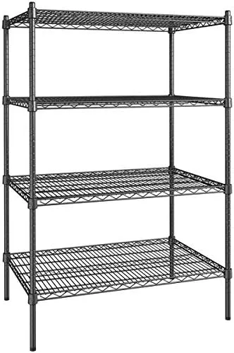 Vista 92 de Kit de 4 estantes de epoxi verde NSF de 21 x 72 pulgadas con postes de 86 pulgadas, estantería de almacenamiento resistente, kit de estantería
