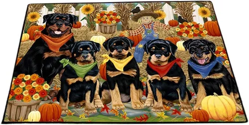 Vista 23 de Doggie of the Day Rottweiler Dogs Floor Mat - 4th of July Independence Day - Best Dog Doormat - Protector Decor - Unique Portrait Art - Premium