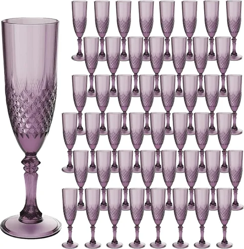 Vista 31 de Copas de champán de plástico, copas de champán a granel, copas de vino acrílicas reutilizables irrompibles para bodas, despedidas de soltero, Ámbar