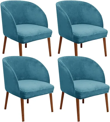 Vista 25 de Juego de 2 fundas de terciopelo elástico para sillas de comedor, con respaldo curvo moderno, protector de silla para sala de estar, dormitorio, Beige