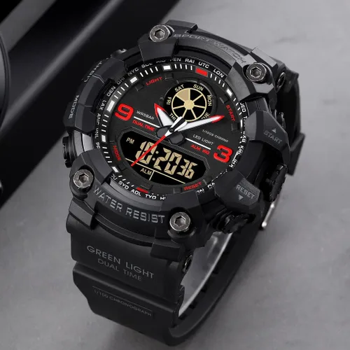 Vista 5 de Relojes militares para hombre, relojes de pulsera para hombre, relojes analógicos digitales para deportes, grandes regalos de 1224 horas