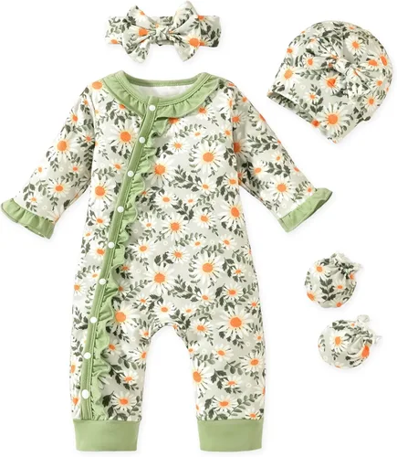 Vista 9 de Aalizzwell Mameluco para bebés niñas, traje de otoño invierno con accesorios Guepardo