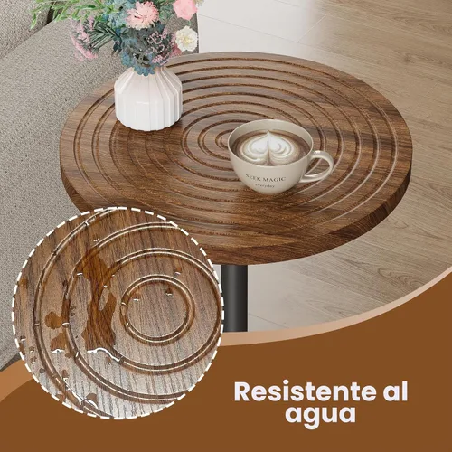 Vista 6 de Asgolion Mesa Auxiliar Redonda, Mesa Pequeña para Bebidas, Soporte de Martini con Pedestal, Mesa de Cóctel con Base Ponderada, Mesita de Noche