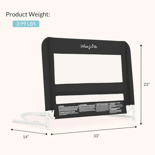 Vista 3 de Dream On Me Barandilla de Seguridad de Malla para Cama – Protector de Seguridad para Niños Pequeños con Malla Transpirable, Sistema de Anclaje