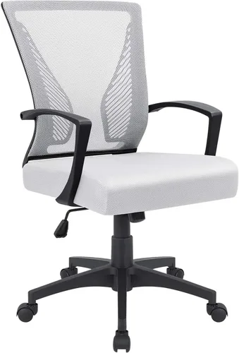 Vista 21 de Furmax Silla de oficina ergonómica de escritorio para computadora, silla de malla, respaldo medio, soporte lumbar giratorio con reposabrazos
