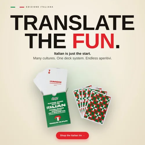 Vista 9 de Lingo Naipes italianos en lata de viaje premium Aprende vocabulario y frases italianas para adultos y principiantes Edición de caja de regalo