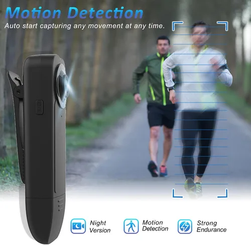 Vista 4 de Mini cámara corporal con grabación de audio y video, pequeña cámara POV 1080P con tarjeta de 16G, grabadora portátil personal portátil