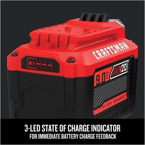 Vista 6 de Bateria de iones de litio CRAFTSMAN V20 para herramientas eléctricas, 9 Ah, indicador de carga LED (CMCB209)