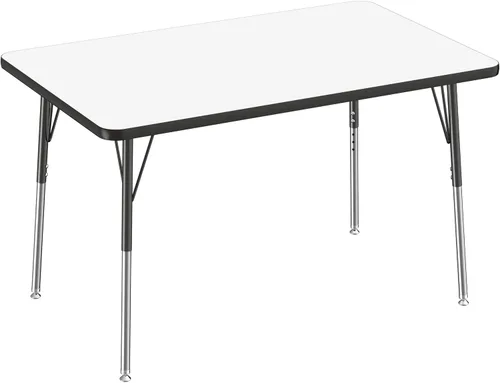 Vista 13 de FDP - Mesa rectangular para actividades escolares y de oficina (24 x 48 pulgadas), patas estándar con deslizadores giratorios, altura ajustable