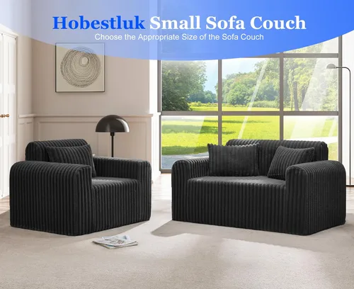 Vista 5 de Hobestluk Sofá Individual de Espuma Sillón Sofá para Espacios Pequeños Sofás Cómodos con Funda Extraíble Sofá Peludo con Almohadas para Sala