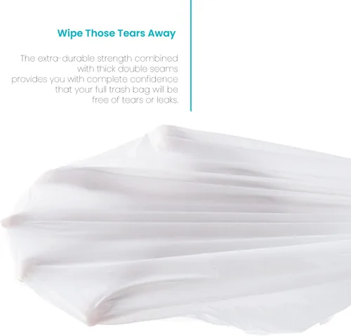 Vista 3 de Home Zone Living Paquete de 2 bolsas de basura de cocina de 5 galones con asas de cordón, diseño personalizado resistente para forros de reciclaje