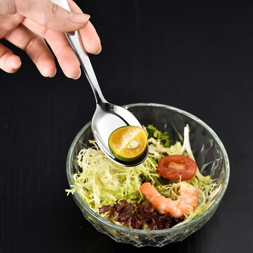 Vista 5 de Ouliget Cucharas de sopa premium, cucharas de sopa de acero inoxidable, cucharas de cena de cubiertos, cuchara de sopa asiática plateada grande