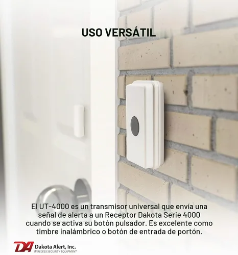 Vista 3 de Dakota Alert Timbre inalámbrico UTRE-4K Plus de 1 milla, alerta de pánico y buzón