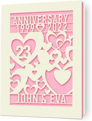 Vista 10 de EDSG Tarjeta de aniversario para parejas, tarjeta de felicitación personalizada con cualquier nombre y fecha para mujeres, esposa, para ella, tema