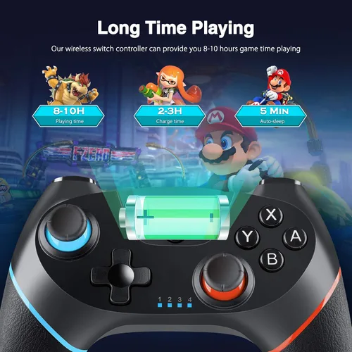 Vista 4 de Controlador inalámbrico Pro compatible con interruptor mando a distancia YCCTEAM Gamepad Pro con eje giroscópico Turbo y doble choque ajustable
