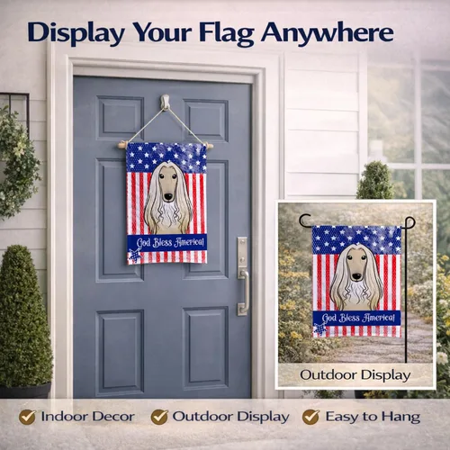Vista 8 de Caroline's Treasures BB2174GF Bandera de Estados Unidos y Sabueso Afgano Bandera de Jardín Bandera de Buzón Bandera Decorativa para Patio Exterior