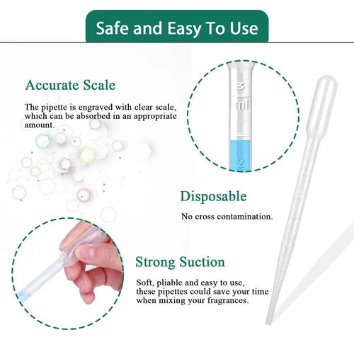 Vista 3 de moveland 100 pipetas con cuentagotas de 3 ml para transferencia de aceite esencial, goteros desechables de plástico para experimentos científicos