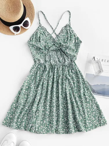 Vista 3 de ZAFUL Vestido de playa sin mangas para mujer con tirantes de espagueti.
