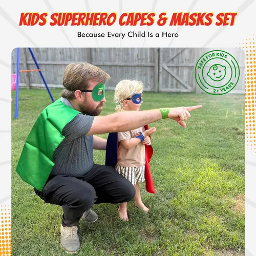 Vista 8 de Capas y máscaras de superhéroe para niños - Capas de satén y máscaras de fieltro para niños