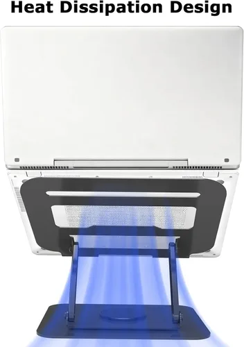 Vista 6 de Soporte ajustable para laptop, elevador giratorio de 360°, base estable para MacBook Pro/Air Notebook de hasta 16 pulgadas, color negro