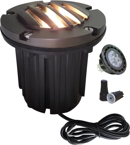 Vista 24 de MALORY Luces de Paisaje de Bajo Voltaje, (4.6''A) Cubierta Superior de Latón 12V Luces Empotradas en el Suelo para Exteriores, Iluminación LED