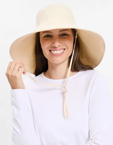 Vista 5 de Solbari Sombrero de ala ultra ancha UPF 50+ plegable con protección solar UV con ala de cobertura completa Vainilla / Beige