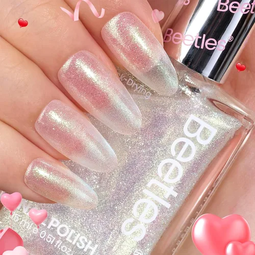 Vista 21 de Beetles - Esmalte de uñas morado – Violeta nublado de 0.51 onzas líquidas, esmalte de uñas morado pastel con purpurina de secado rápido para uñas