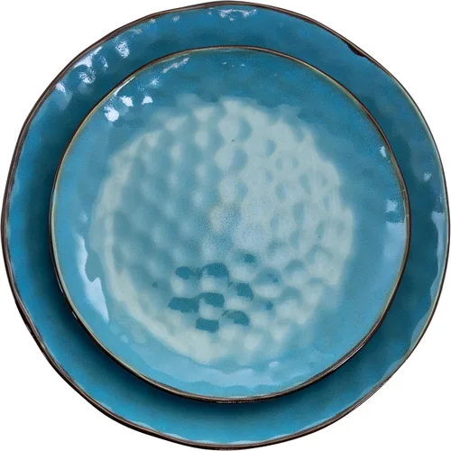 Vista 3 de Elama Sea Glass - Vajilla de cerámica de lujo de 16 piezas con ajuste completo para 4
