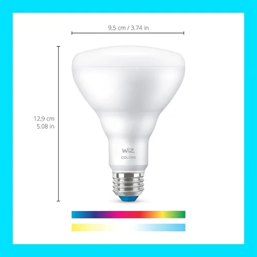 Vista 2 de WiZ - Bombilla inteligente LED BR30 de 65 W a color, paquete de 1, E26, para interiores, se conecta a tu Wi-Fi existente, controla con voz