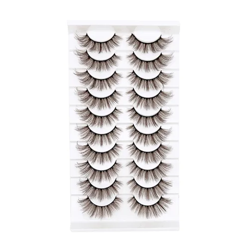 Vista 13 de Pestañas marrones, pestañas postizas de ojo de gato, pestañas postizas de visón esponjosas, dramáticas, de color marrón oscuro, pestañas postizas