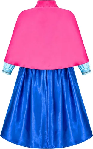 Vista 2 de Avady Girls Princess Costume for Frozen Anna with Wig Birthday Party Halloween Christmas Dress Up