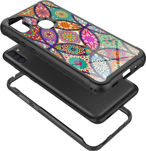 Vista 3 de Rosebono - Funda compatible con Samsung Galaxy A21, delgada híbrida de doble capa a prueba de golpes, cubierta dura a prueba de golpes, linda funda