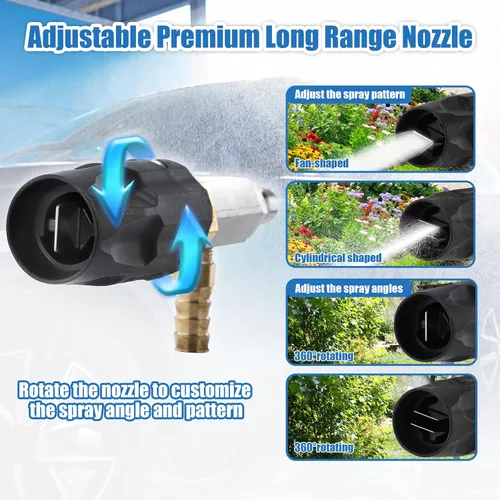 Vista 2 de JOEJET Inyector aguas abajo para lavadora a presión, kit de inyector químico ajustable, lavadora de potencia variable Boquilla de largo alcance