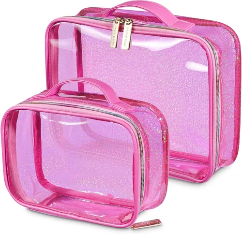 Vista 12 de BYOOTIQUE AW 420D - Neceser de viaje de nailon transparente, portátil, ligero, transparente, organizador de almacenamiento de cosméticos, piscina