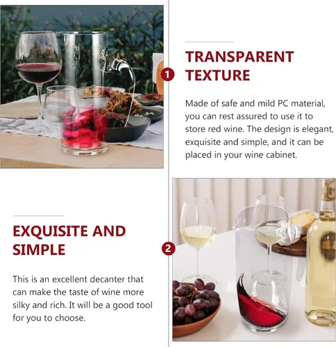 Vista 5 de Jarra de vidrio dispensador de bebidas para servir vino decantador de vino transparente con boquilla Decantador de bebidas de vino con medidas