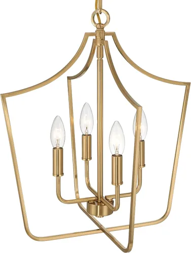 Vista 9 de Creative Co-Op Constance - Lámpara de techo estilo candelabro de metal cónico con 4 luces, color dorado cepillado