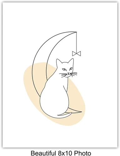 Vista 4 de Arte de pared moderno de mediados de siglo, decoración de pared de gato, regalos para amantes de los gatos para mujeres, carteles abstractos