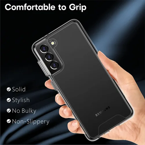 Vista 4 de Rayboen Funda para Samsung Galaxy S21, transparente a prueba de golpes, delgada, ligera, duradera para Galaxy S21 5G con parte trasera transparente
