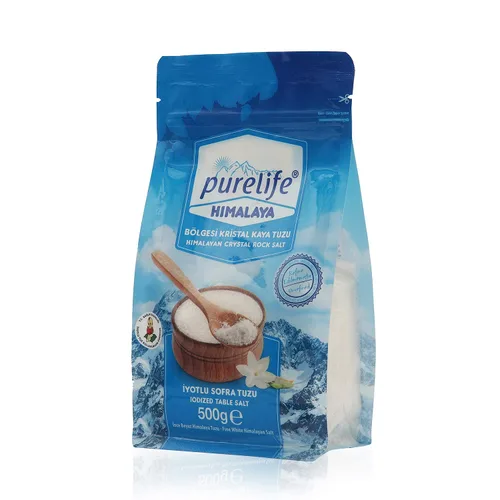 Vista 5 de Purelife Sal blanca del Himalaya y rosa fina yodada sin refinar – Sal de roca de cristal natural gourmet con minerales – de parte equilibrada