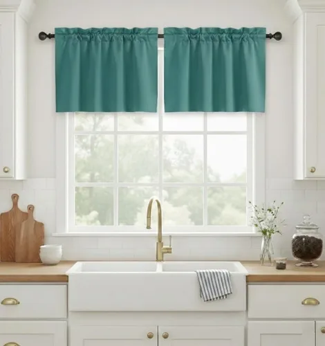 Vista 39 de NICETOWN Cortinas Opacas Cortas - Tratamiento de Ventana con Aislamiento Térmico, Niveles de Cortina Pequeños para Sala de Estar/Cocina, 2 Paneles