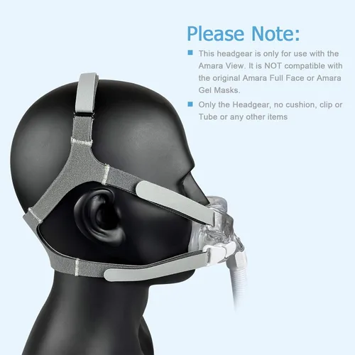 Vista 5 de Correas CPAP para máscara Amara View, estándar, paquete de 2 Las correas suaves y transpirables cuentan con múltiples puntos de ajuste; compatible