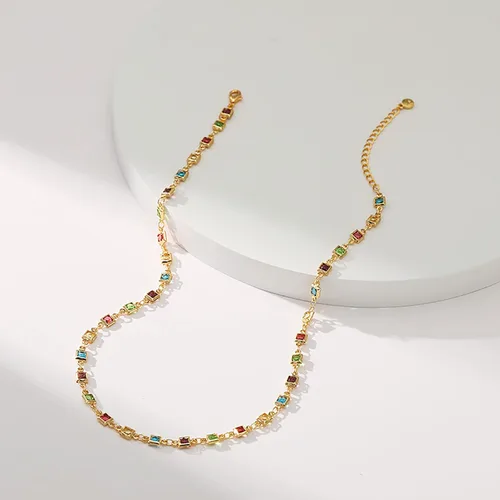 Vista 3 de Gargantilla con cuentas para mujer, chapada en oro de 18 quilates, gargantilla delicada para mujer
